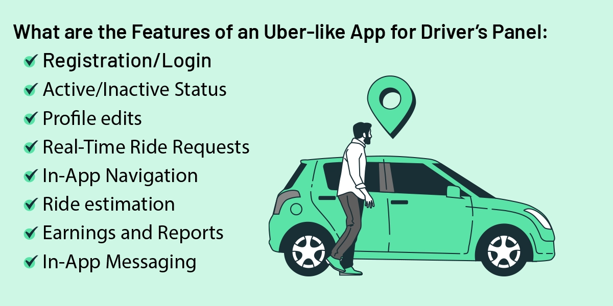 what are the features of an uber app for driver's panel