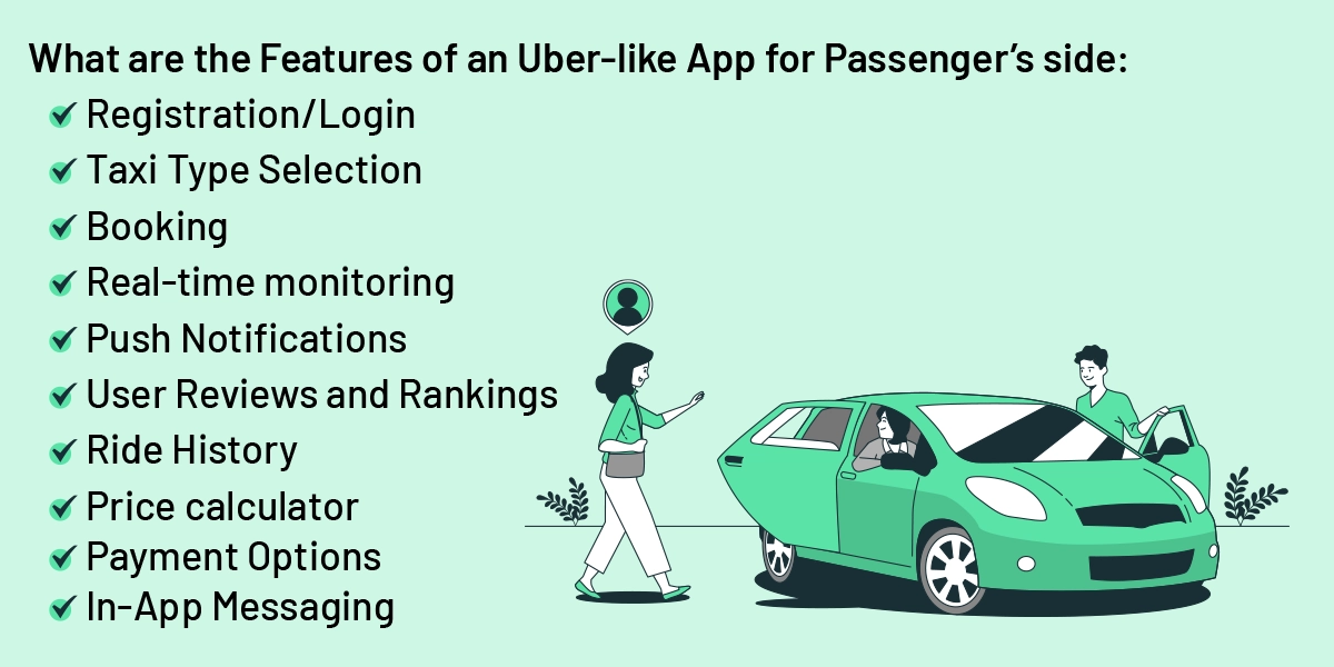 what are the features of an uber app for passenger's side